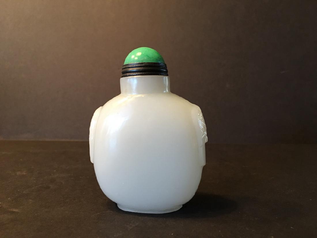 ANTIQUE Large Chinese White Jade Snuff Bottle, Green (1 of 10)