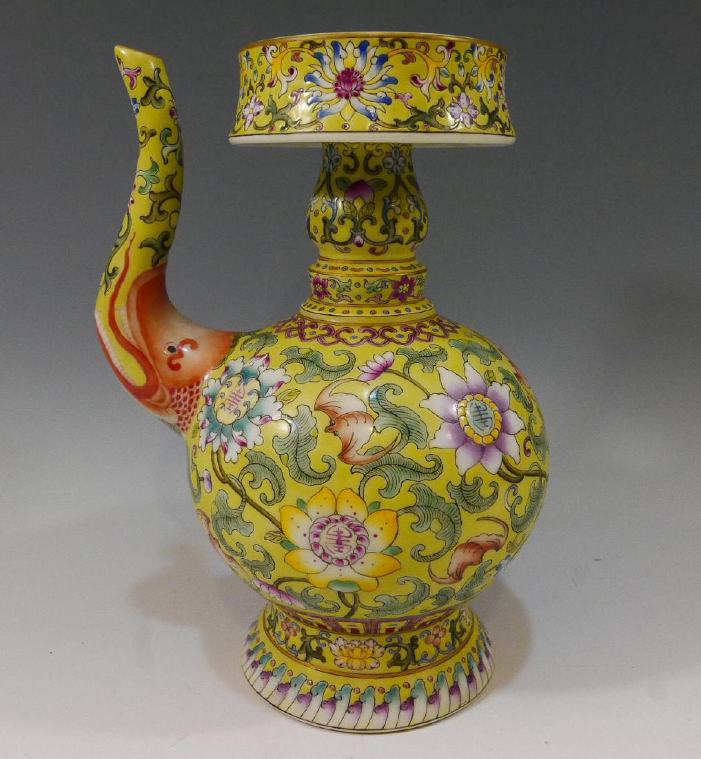 CHINESE ANTIQUE IMPERIAL FAMILLE ROSE PORCELAIN EWER - (1 of 9)