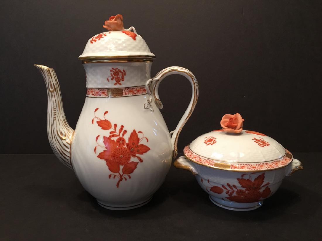 FINE Herend Teapot and flower Soup Bowl with Cover. (1 of 8)