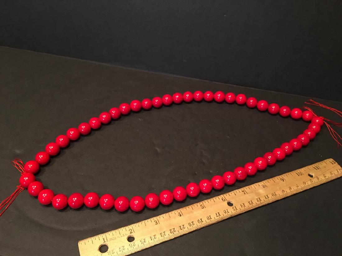 A FINE Chinese Red Coral Long and Large Beads Necklace, (1 of 4)