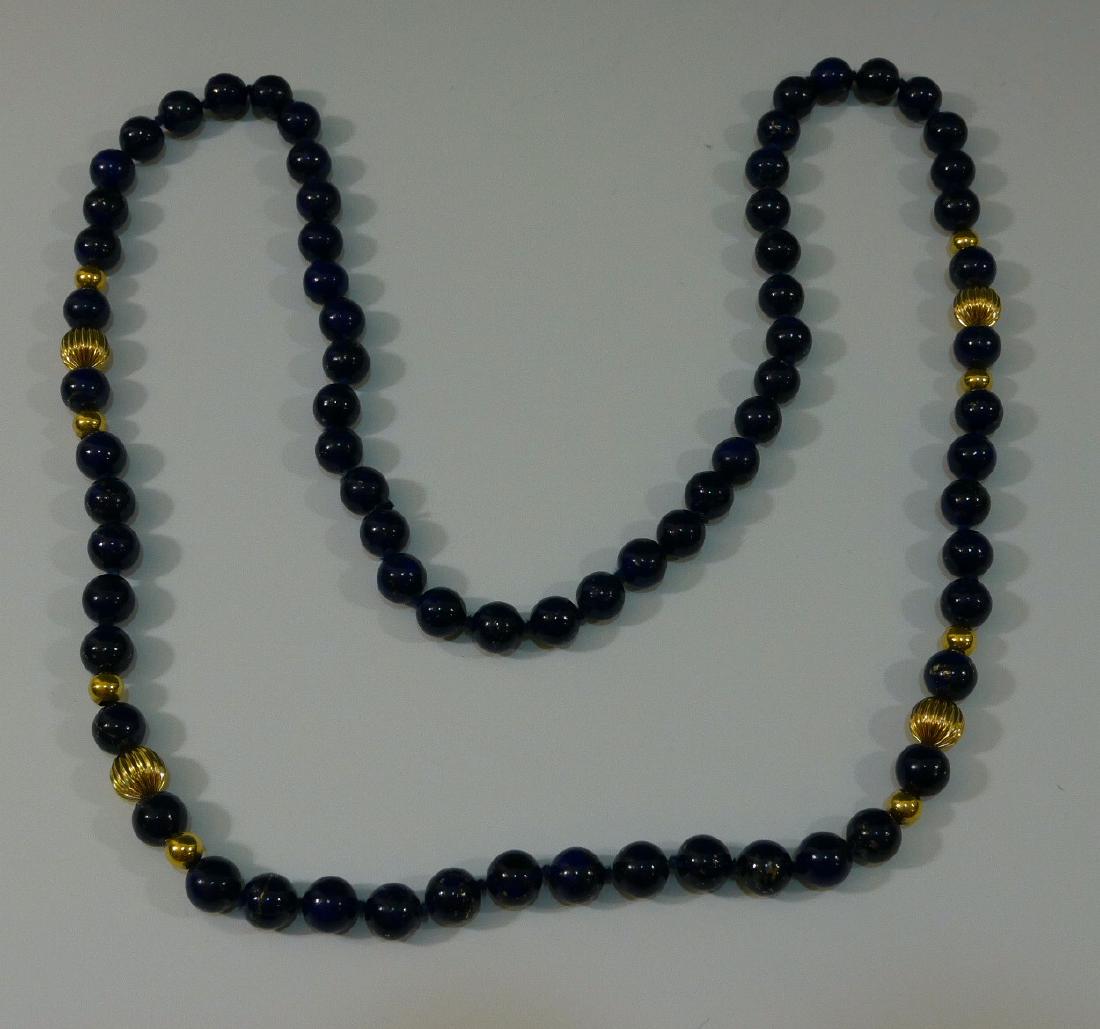 14K GOLD & LAPIS LAZULI BEADS NECKLACE (1 of 4)