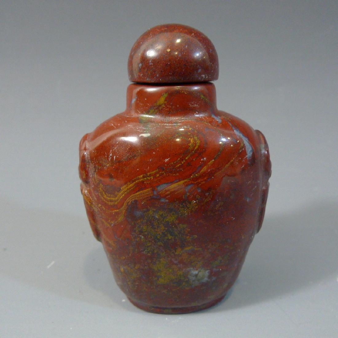 ANTIQUE CHINESE CARVED RED AGATE SNUFF BOTTLE - 19TH (1 of 9)