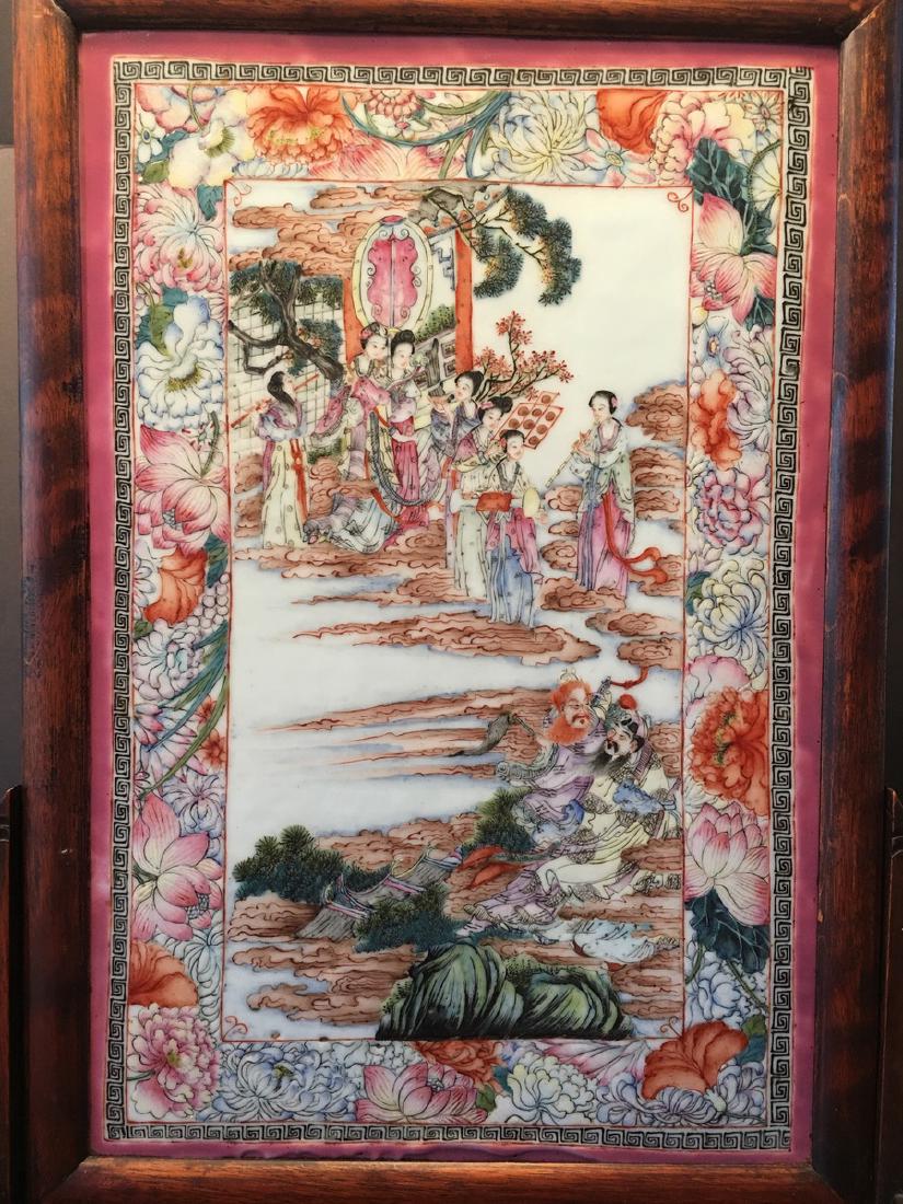 ANTIQUE Chinese Large famille rose plaque with (1 of 8)