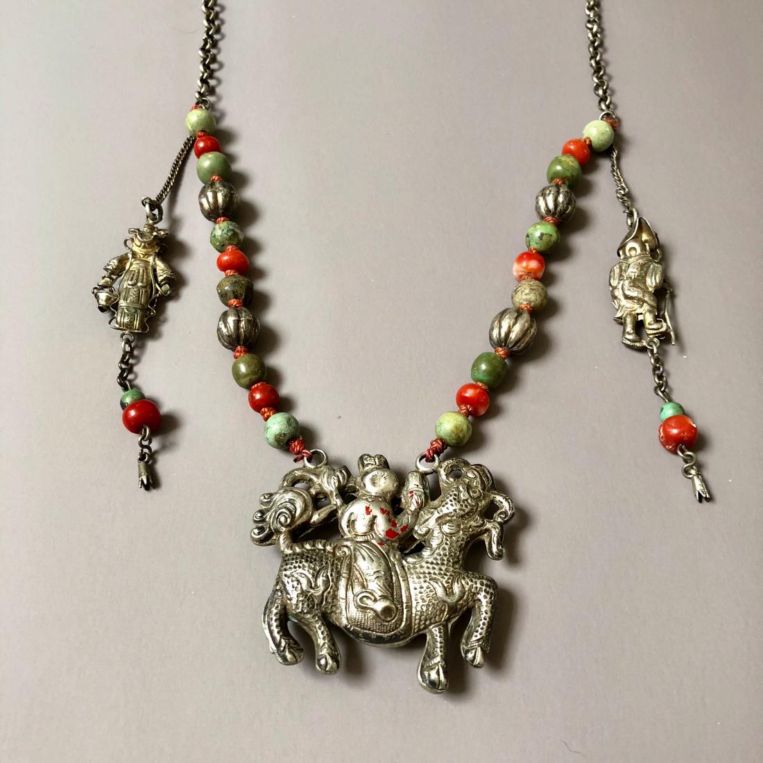 OLD CHINESE SILVER CORAL NECKLACE (1 of 8)