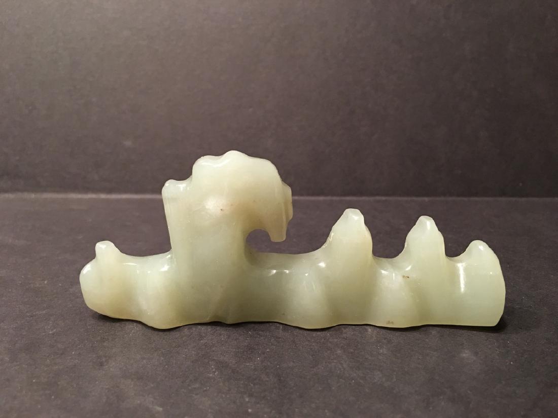 ANTIQUE Chinese Celadon White Jade Pen Brush Holder, (1 of 4)
