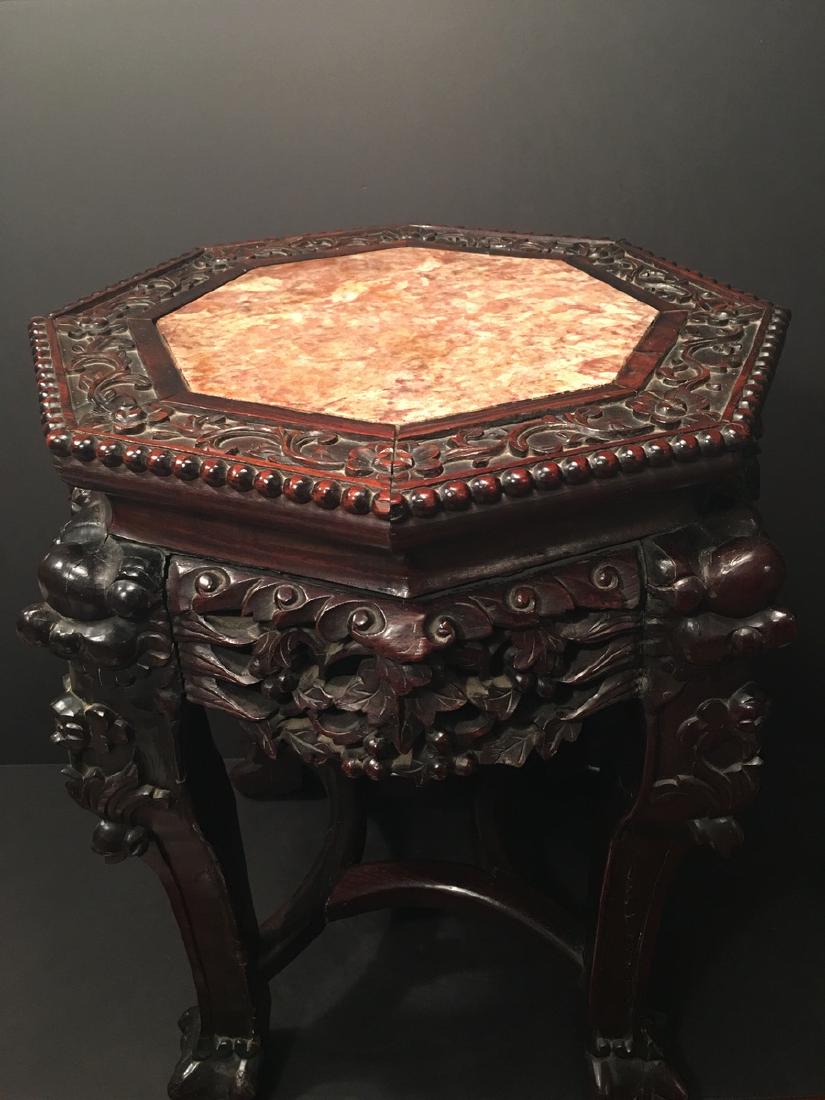 Old Chinese Hardwood Marble Top Stand,  19th C (1 of 2)