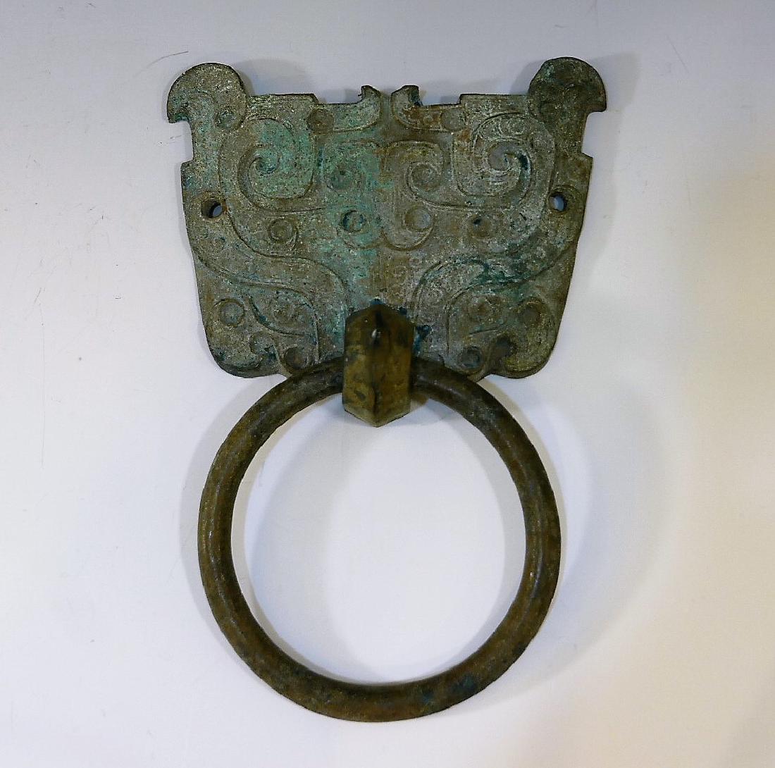 CHINESE ANTIQUE BRONZE TAOTIE DOOR KNOCKER - HAN (1 of 8)