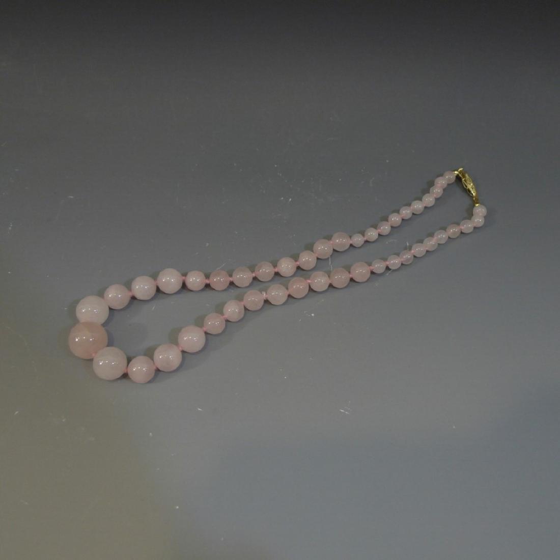 VINTAGE ROSE QUARTZ BEADS NECKLACE (1 of 4)