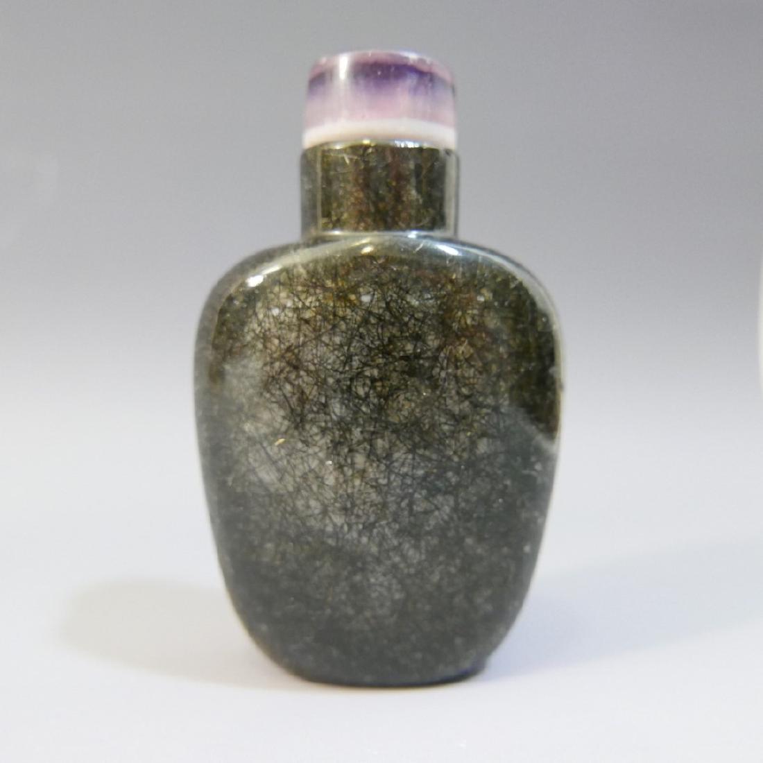 ANTIQUE CHINESE CARVED HAIR CRYSTAL SNUFF BOTTLE - 18TH (1 of 5)