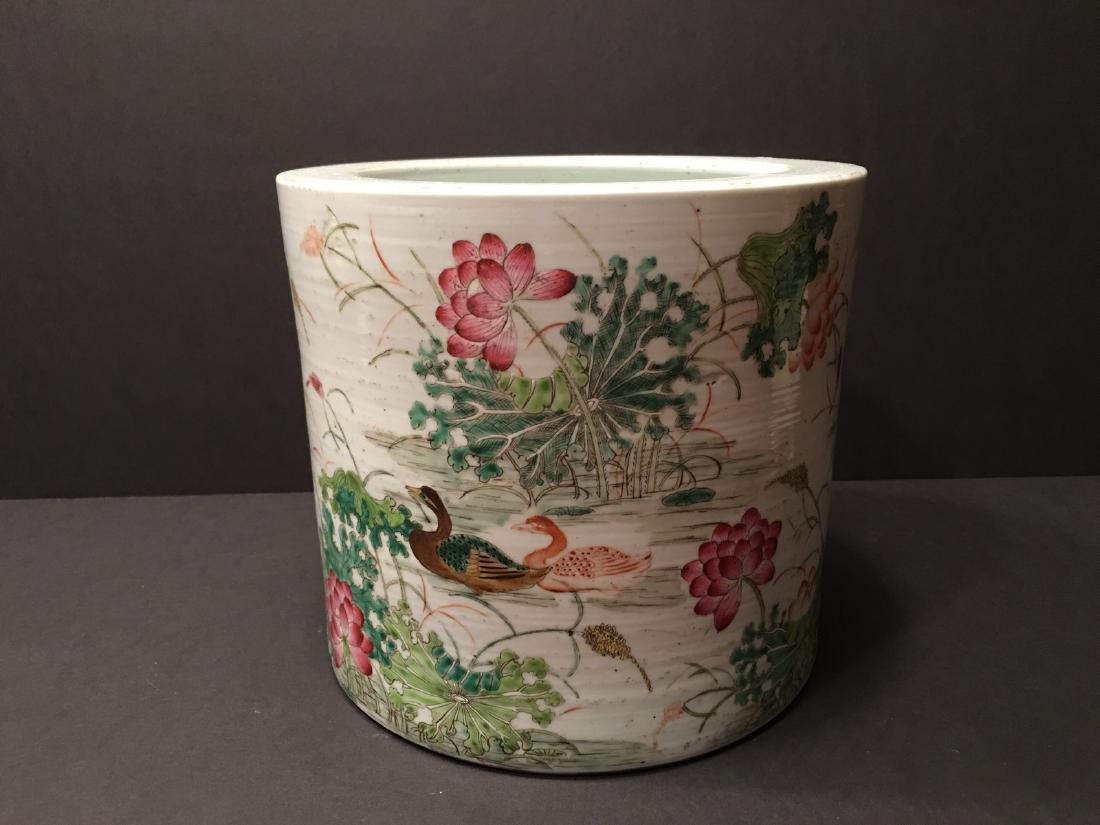 ANTIQUE Chinese Famille Rose Large Brush Pot, Late Qing (1 of 7)