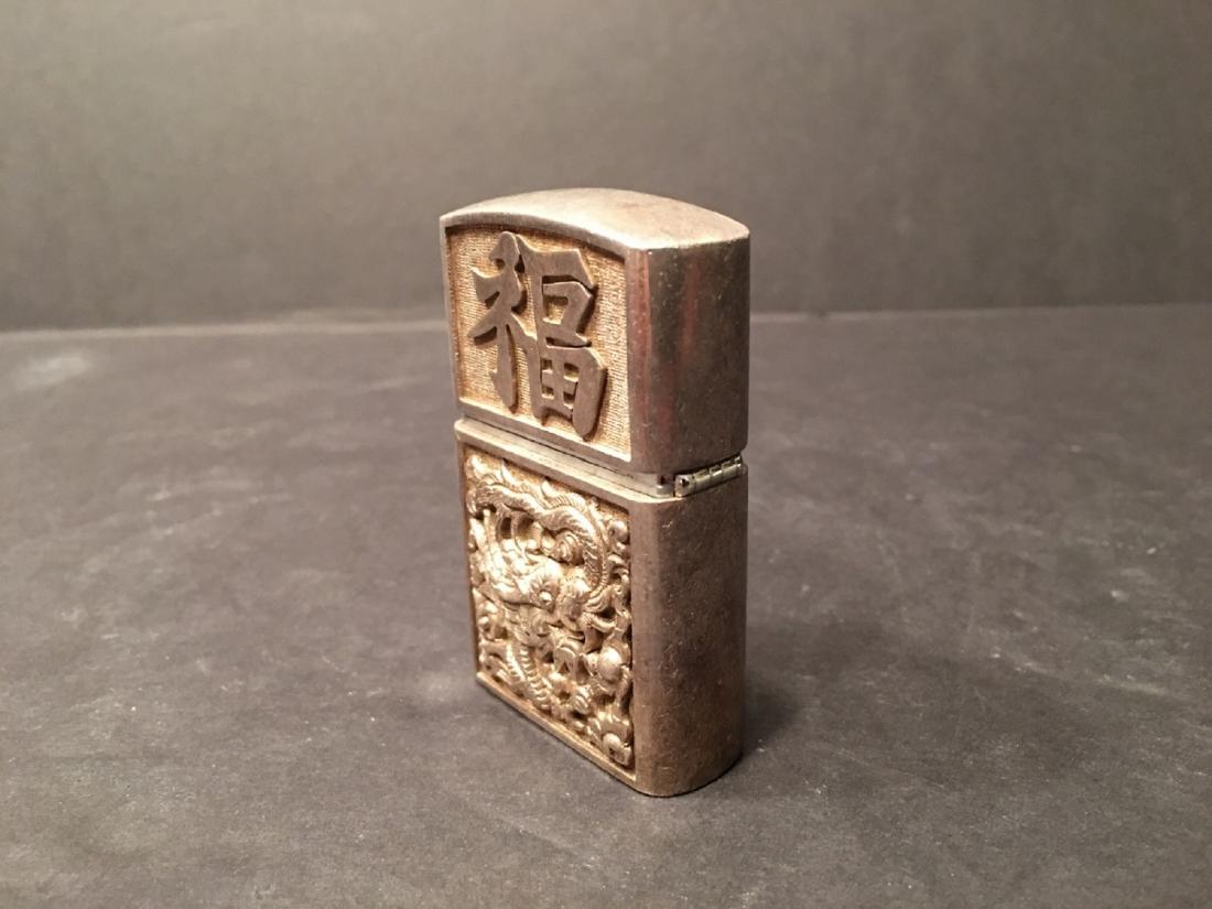 An Old CHINESE Large Sterling Silver Lighter. Weight 5 (1 of 4)
