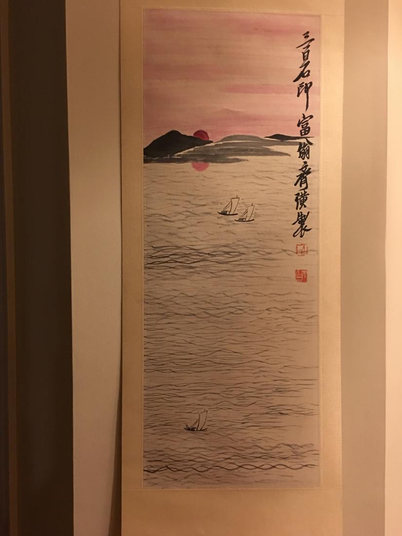FINE Chinese Watercolor Scroll painting, Marked by Qi (1 of 10)
