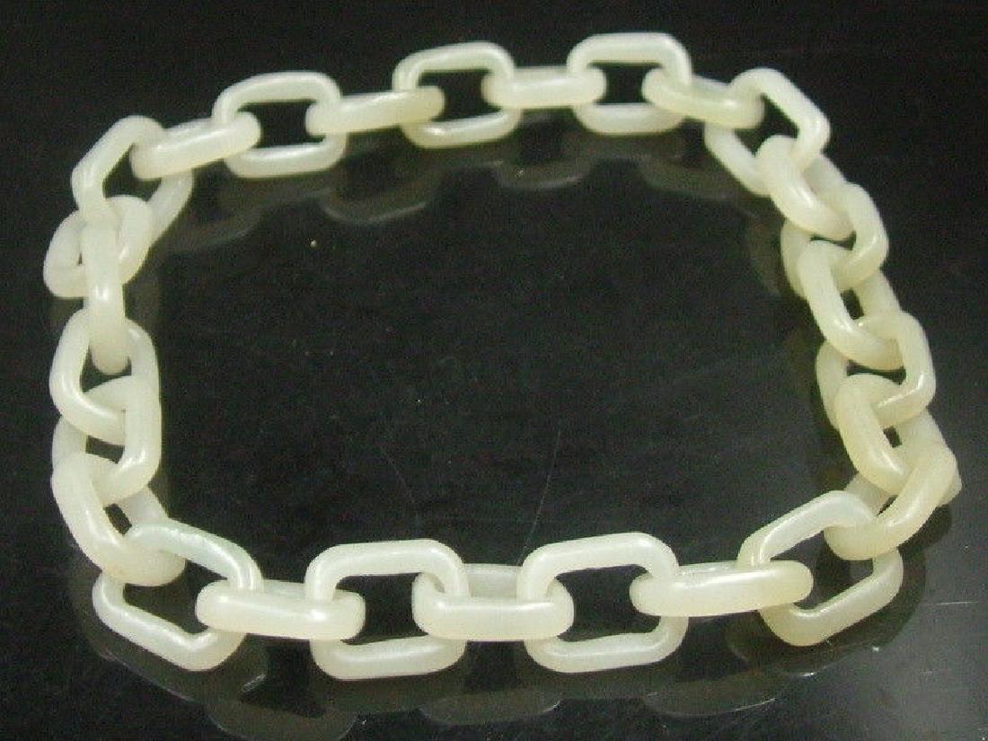 OLD Chinese Celadon White Jade Chained Bracelet (1 of 5)