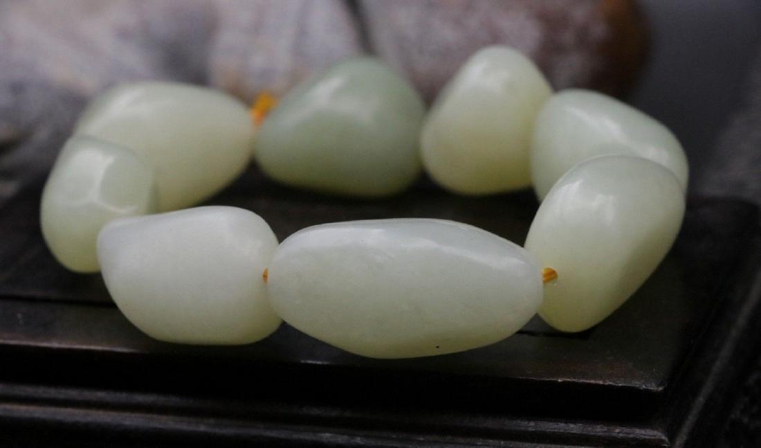 OLD Chinese White Jade ZiLiao Bracelet (1 of 8)