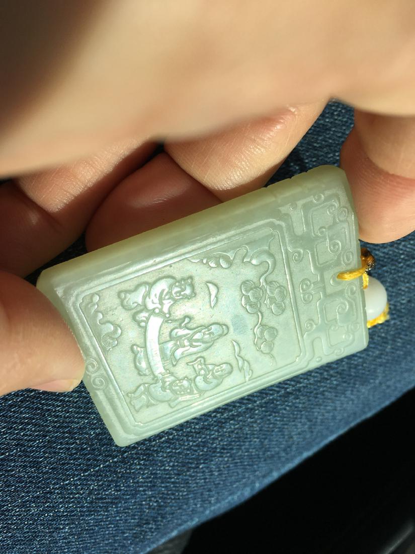 OLD Chinese Yellowish Jade Carving Zigang Pendant (1 of 10)