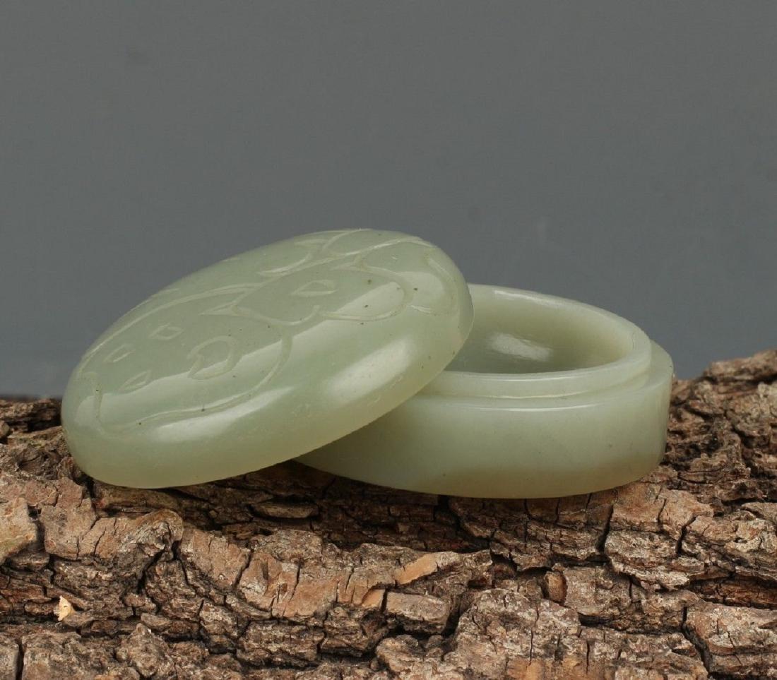 ANTIQUE Chinese Celadon White Jade Box, 19th century. (1 of 9)
