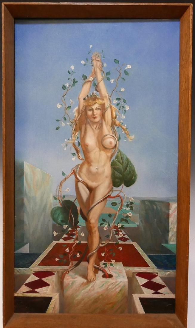 GUY STEELE FAIRLAMB (AMERICAN B.1932) NUDE OIL PAINTING: NO RESERVE ON THIS LOT! GUY STEELE FAIRLAMB (AMERICAN B.1932) NUDE OIL PAINTING ON CANVAS. 655 X 375 MM. PROVENANCE - BETHESDA MD ESTATE