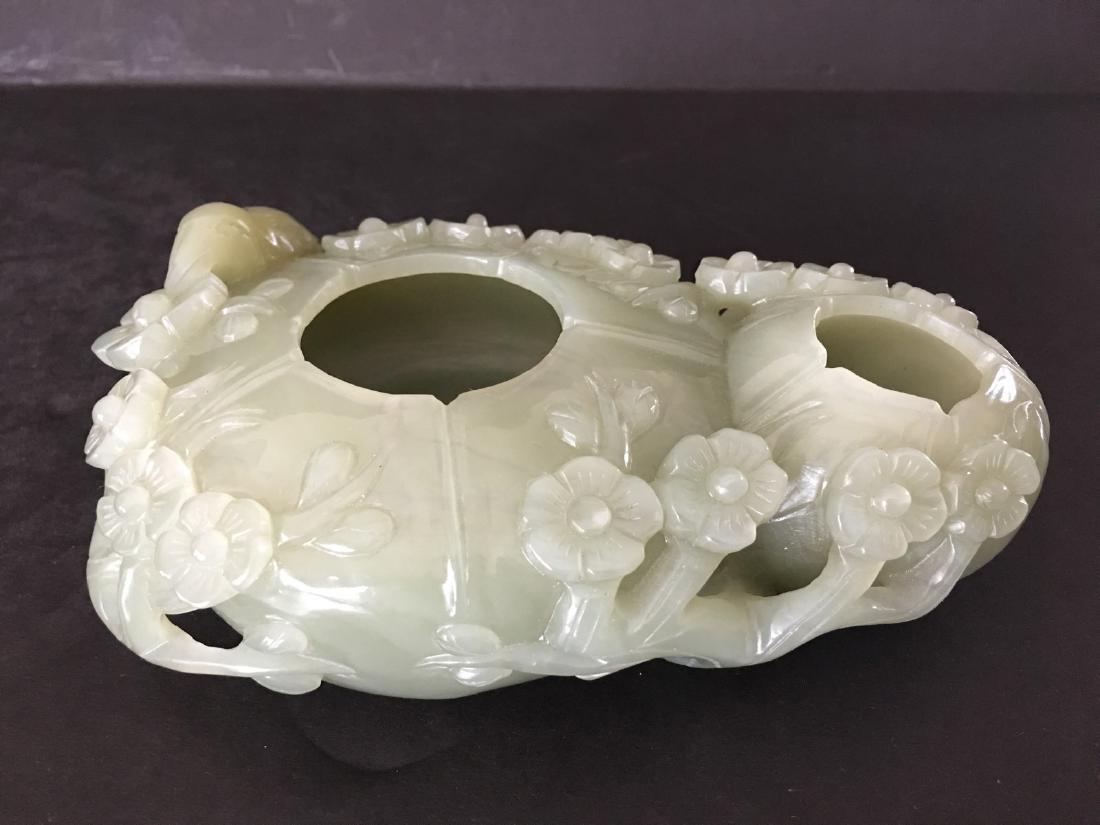 OLD Chinese Large Celadon White Jade (HETIAN) Pen: OLD Chinese Large Celadon White Jade (HETIAN) Pen Washer. 6 3/4" x 4 3/8" x 1 3/4" h