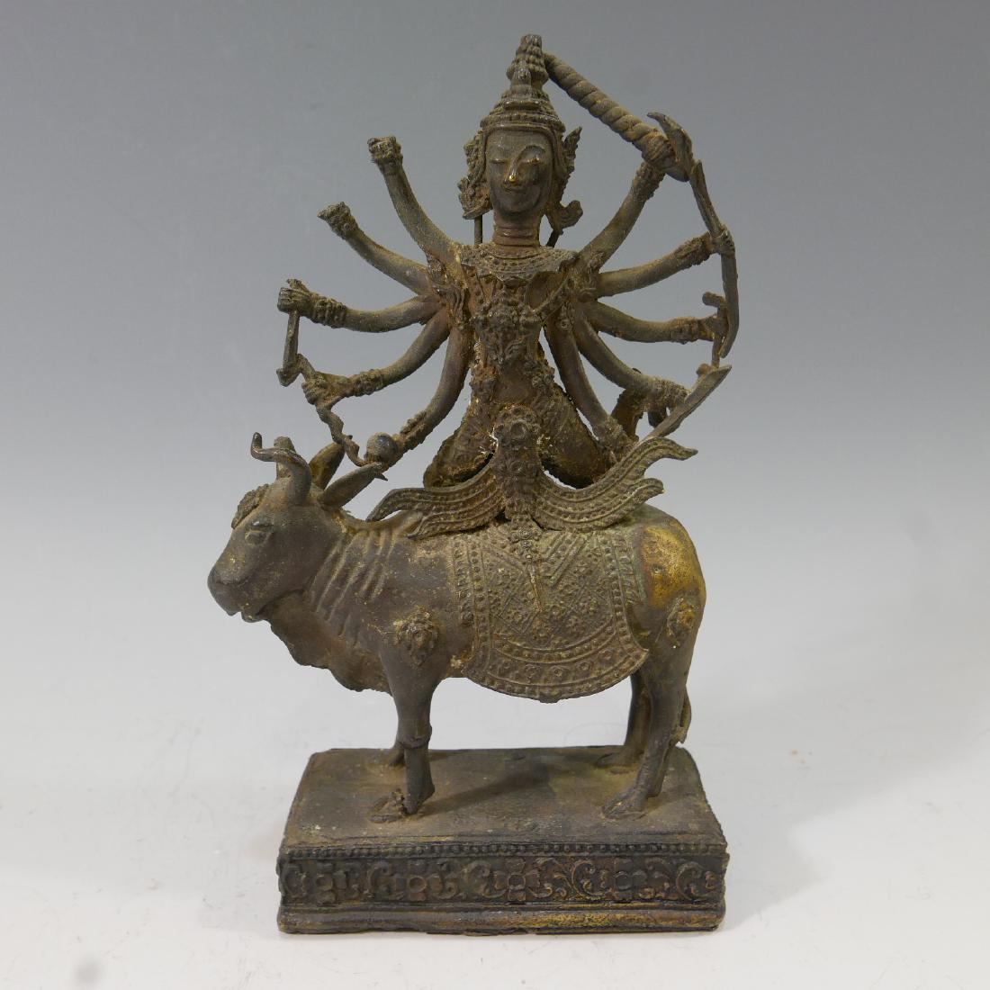 ANTIQUE THAI BRONZE SHIVA - 19TH CENTURY: NO RESERVE ON THIS LOT! ANTIQUE THAI BRONZE SHIVA - 19TH CENTURY. 18 CM TALL. PROVENANCE - BETHESDA MD ESTATE