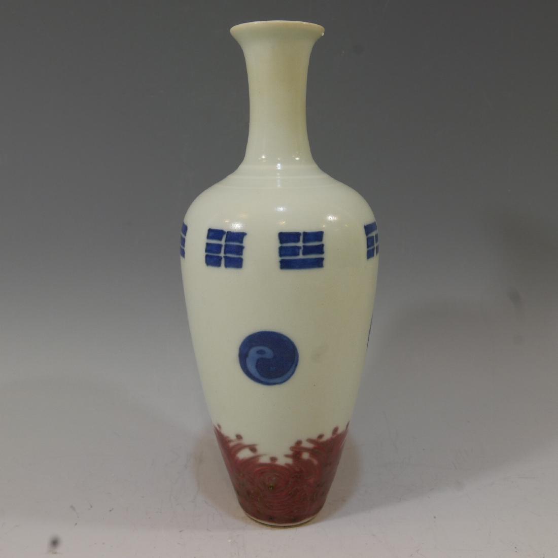 CHINESE BLUE WHITE COPPER RED VASE - YONGZHENG MARK (1 of 5)