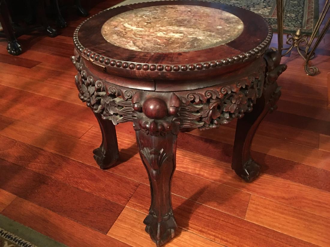 ANTIQUE Chinese Hardwood Stand with Marble Top, lare 19 (1 of 10)