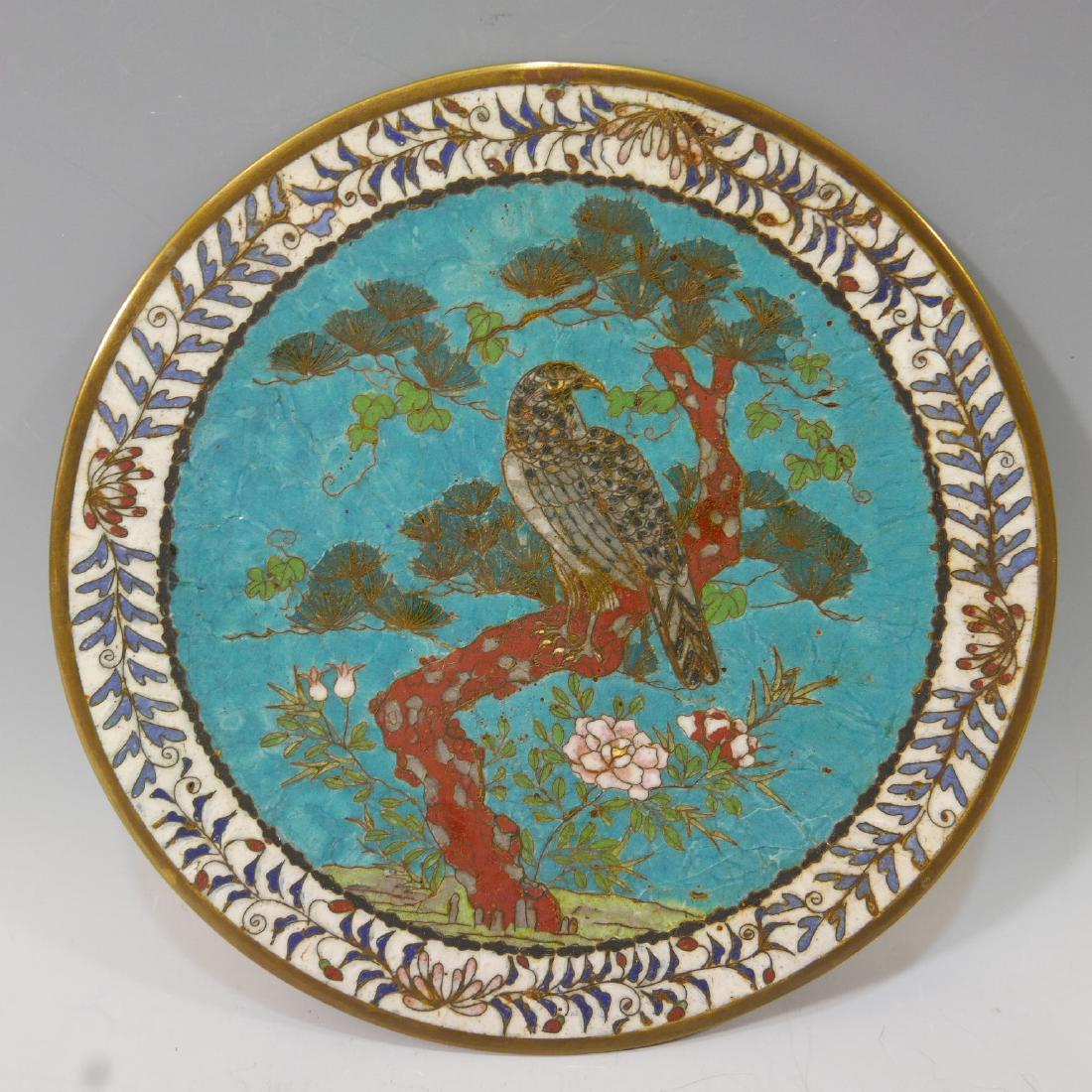 CHINESE ANTIQUE CLOISONNE ENAMEL PLAQUE 17-18TH CENTURY (1 of 5)