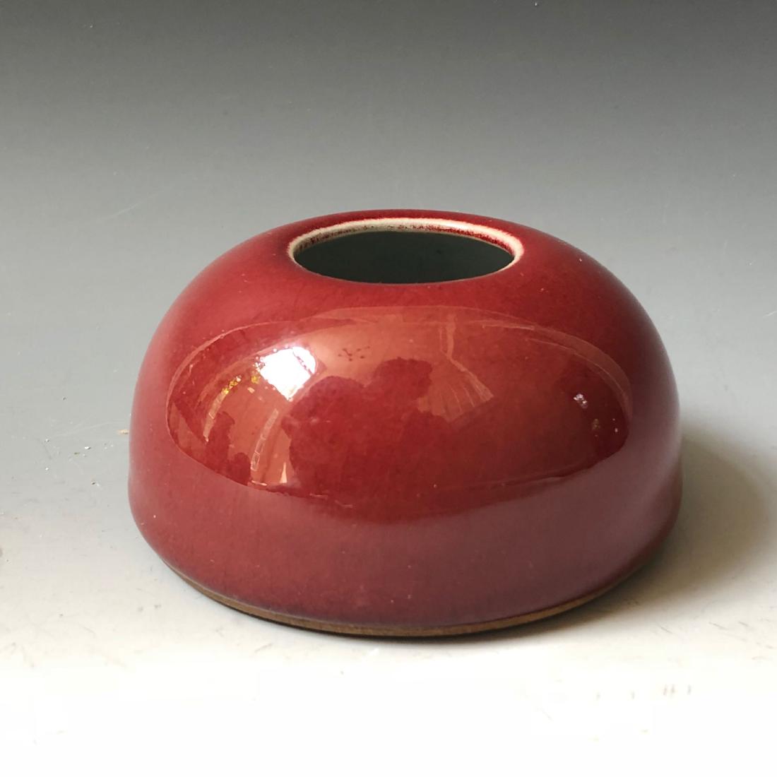 A RED GLAZED WASHER POT (1 of 3)