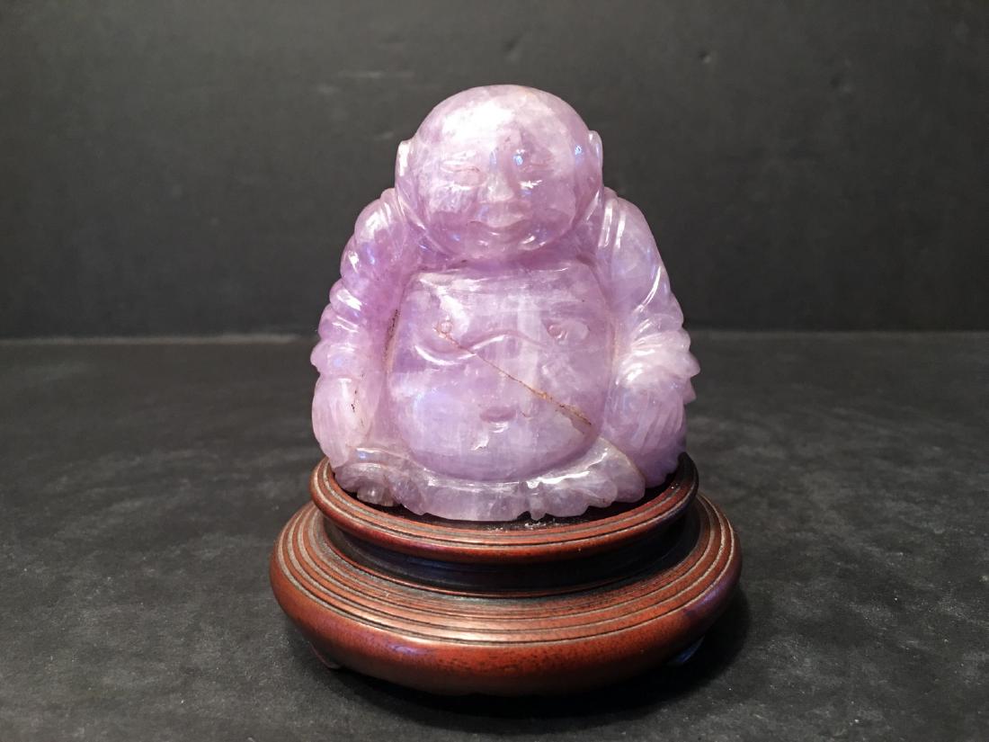 OLD Chinese Pink Tourmaline Buddha Figure, 2 1/2" high (1 of 8)