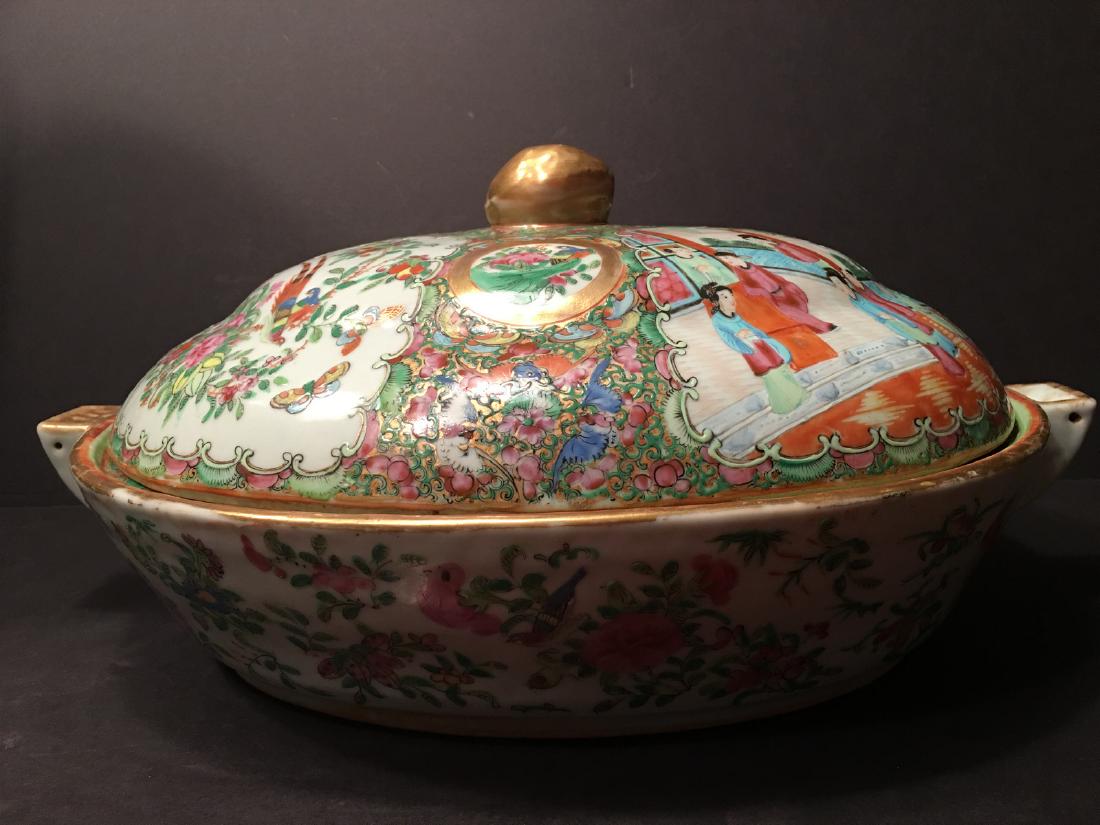 ANTIQUE Chinese Large Rose Medallion Warming Dish with (1 of 10)