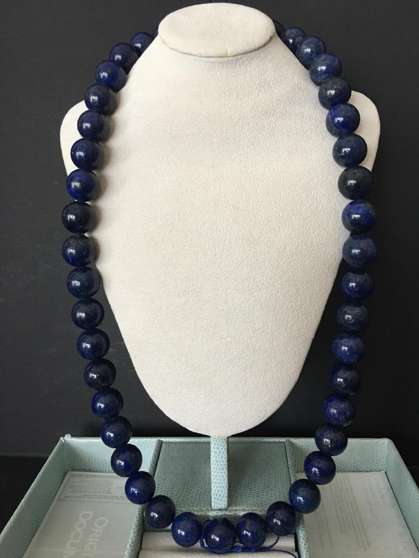 OLD Chinese Lapis Bead (each bead 20mm) Necklace, 30" (1 of 8)