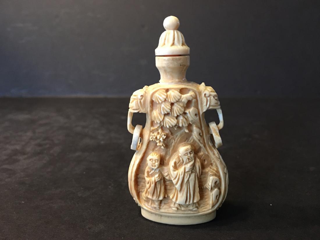 OLD Pair Chinese Colored Snuff Bottle with figurines (1 of 6)