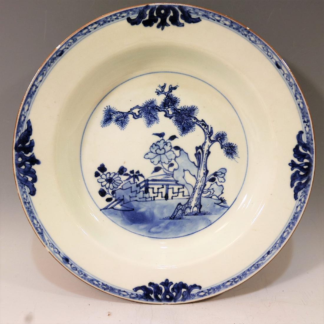 CHINESE ANTIQUE BLUE WHITE PLATE - 18TH CENTURY (1 of 4)