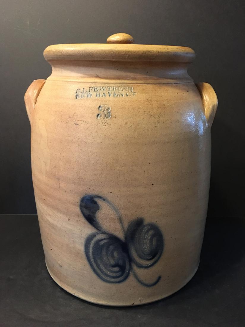 OLD Stoneware crock 3 Gallons, C.L. Pewtress. Chipped (1 of 8)