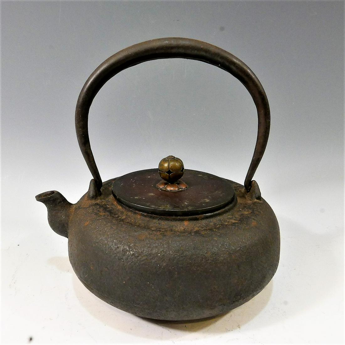 ANTIQUE JAPANESE IRON TEA POT - MEIJI PERIOD (1 of 8)