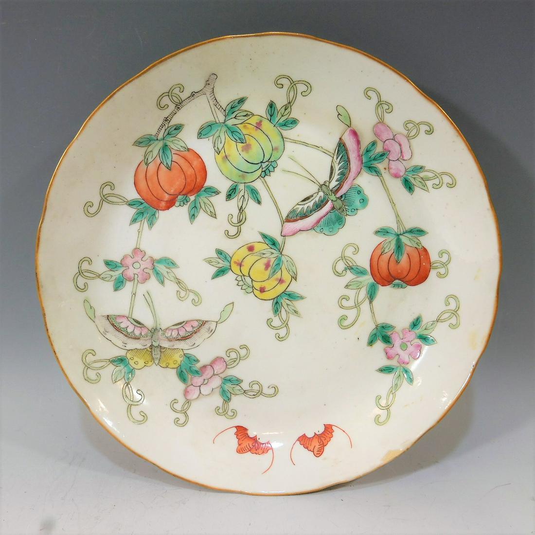 CHINESE ANTIQUE FAMILLE ROSE PLATE - 19TH CENTURY (1 of 5)