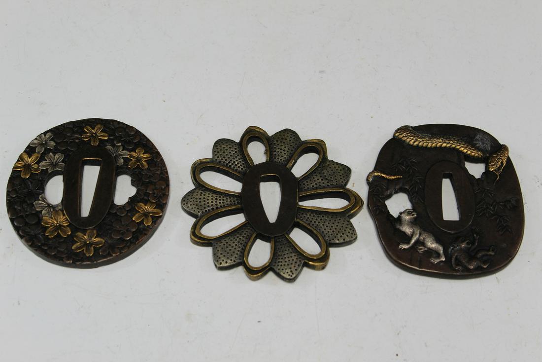 Three Japanese bronze tsubas. (1 of 5)