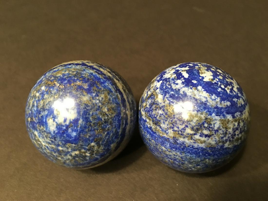 OLD Chinese Large Pair Lapis Balls, each 2" diameter (1 of 10)