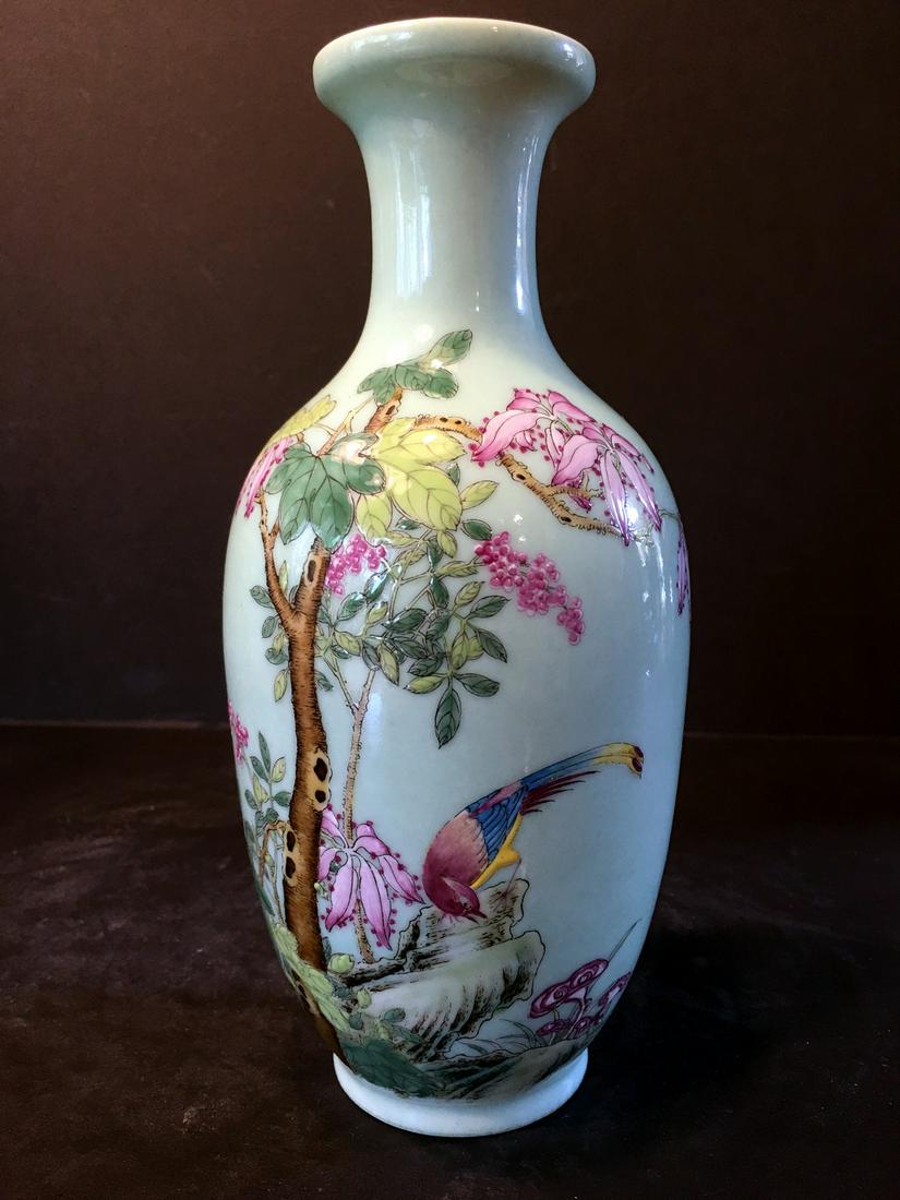 OLD Chinese Famille Rose Vase with birds and flowers. (1 of 10)