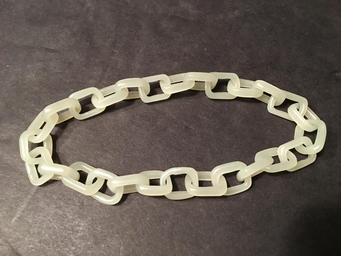 OLD Chinese White Jade Chain Bracelet (1 of 3)