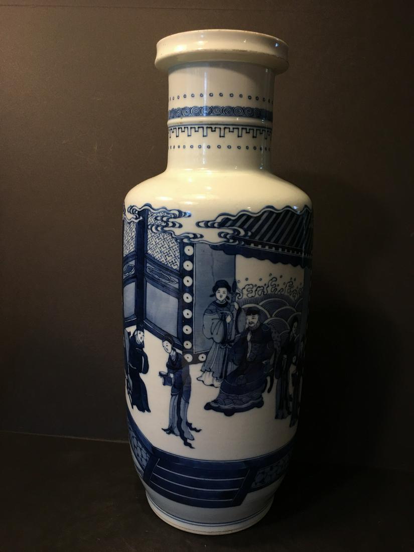 OLD Large Chinese Blue and White Vase with Figurines, (1 of 9)