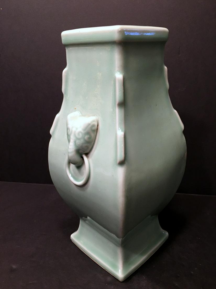 ANTIQUE Chinese Square Monochrome green vase, Yongzheng (1 of 10)