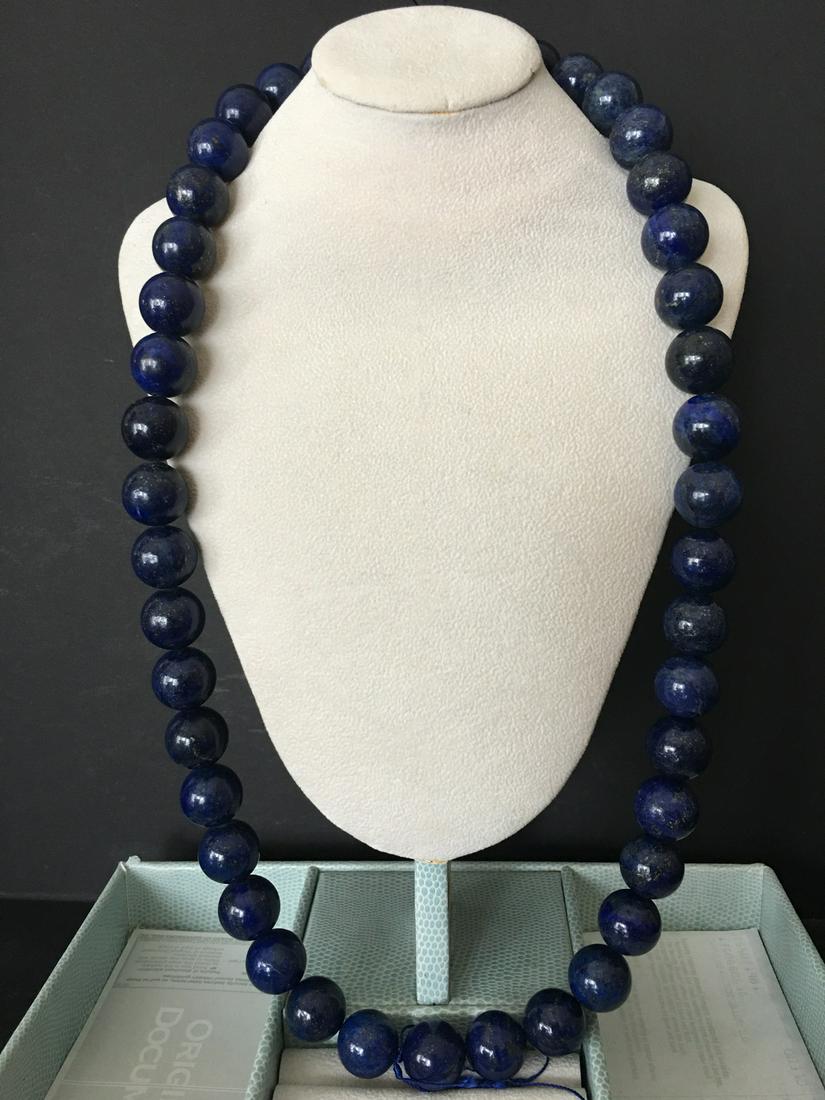 OLD Chinese Lapis Bead (each bead 20mm) Necklace, 30" (1 of 8)