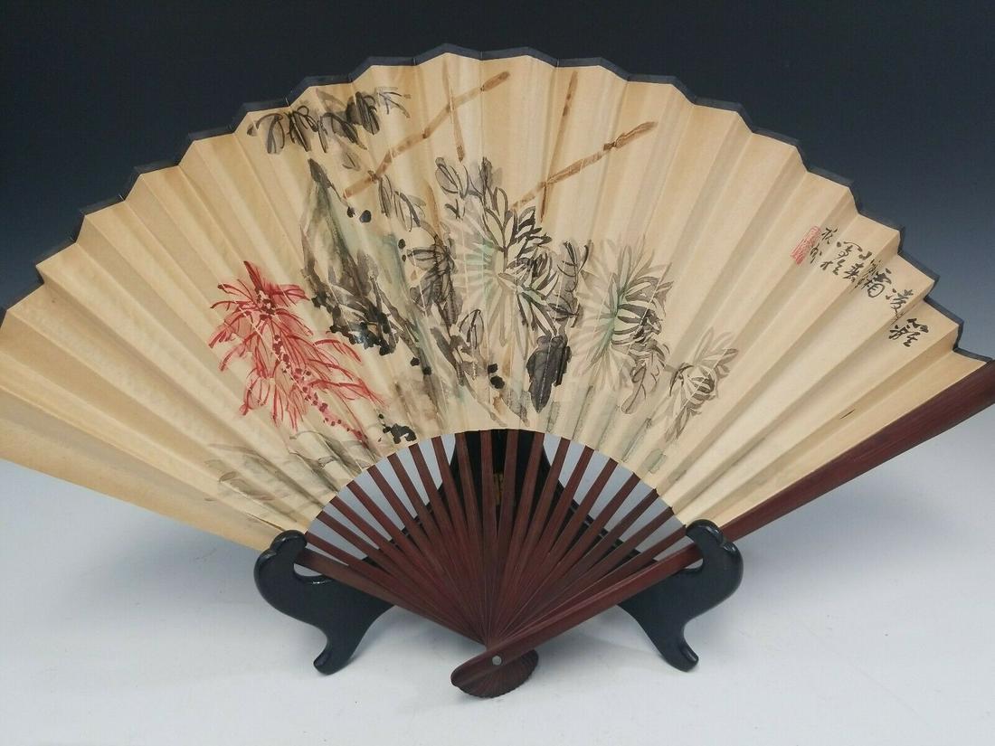 Chinese Antique Watercolor And Ink Fan Painting . (1 of 7)