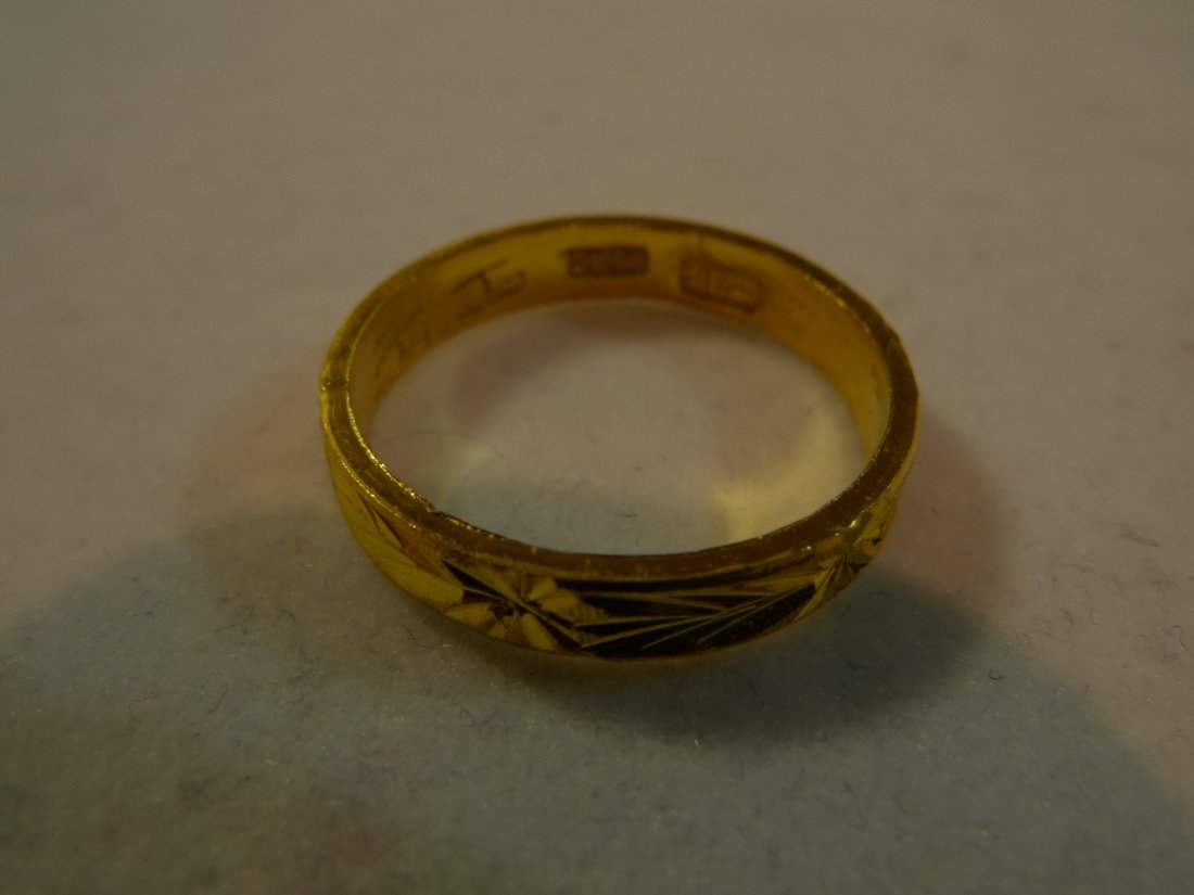 24k SOLID GOLD CHINESE RING MARKED TESTED 2.6 GRAMS #5: 24k SOLID GOLD CHINESE RING MARKED TESTED 4.1 GRAMS SIZE 5