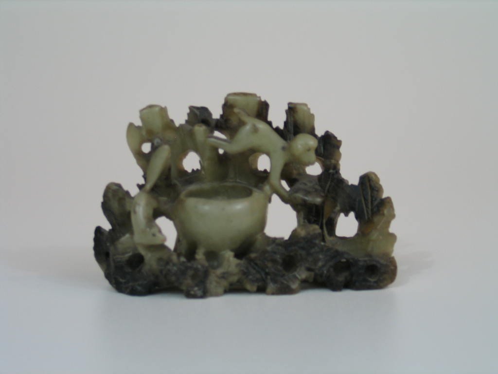 Antique Chinese Soapstone Water Coupe: Antique Chinese Soapstone Water Coupe. L: 4 inches. Ht: 2 3/4 inches.