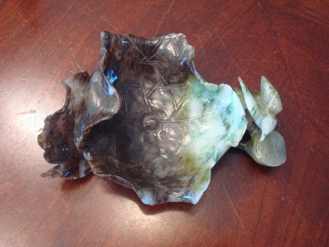ANTIQUE Chinese Green Jade Pen Brush washer: ANTIQUE Chinese Green Jade Pen Brush washer