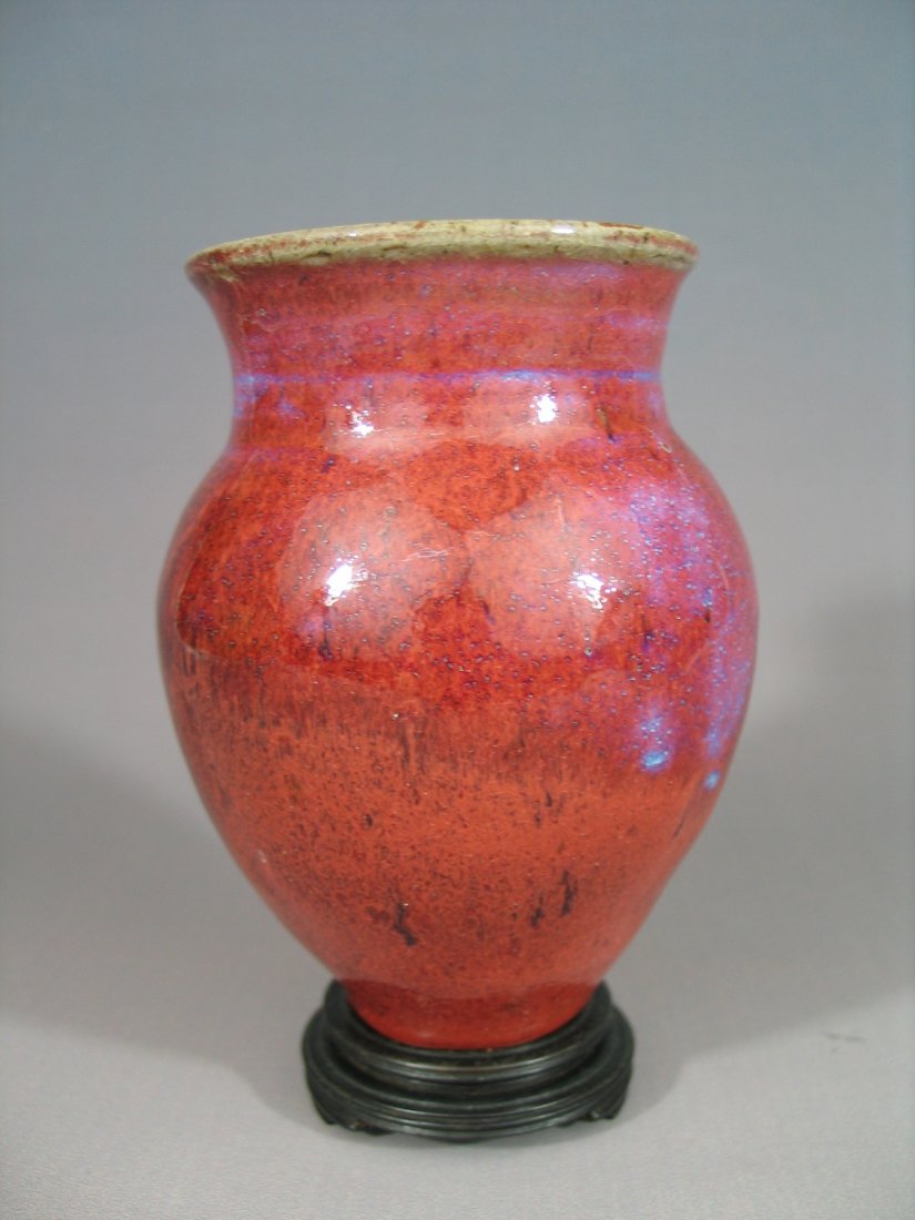 Antique Chinese Sang De Boeuf Porcelain Vase: Antique Chinese Sang De Boeuf Vase. Ht: 5 1/4 inches. Stand is not included for sale.