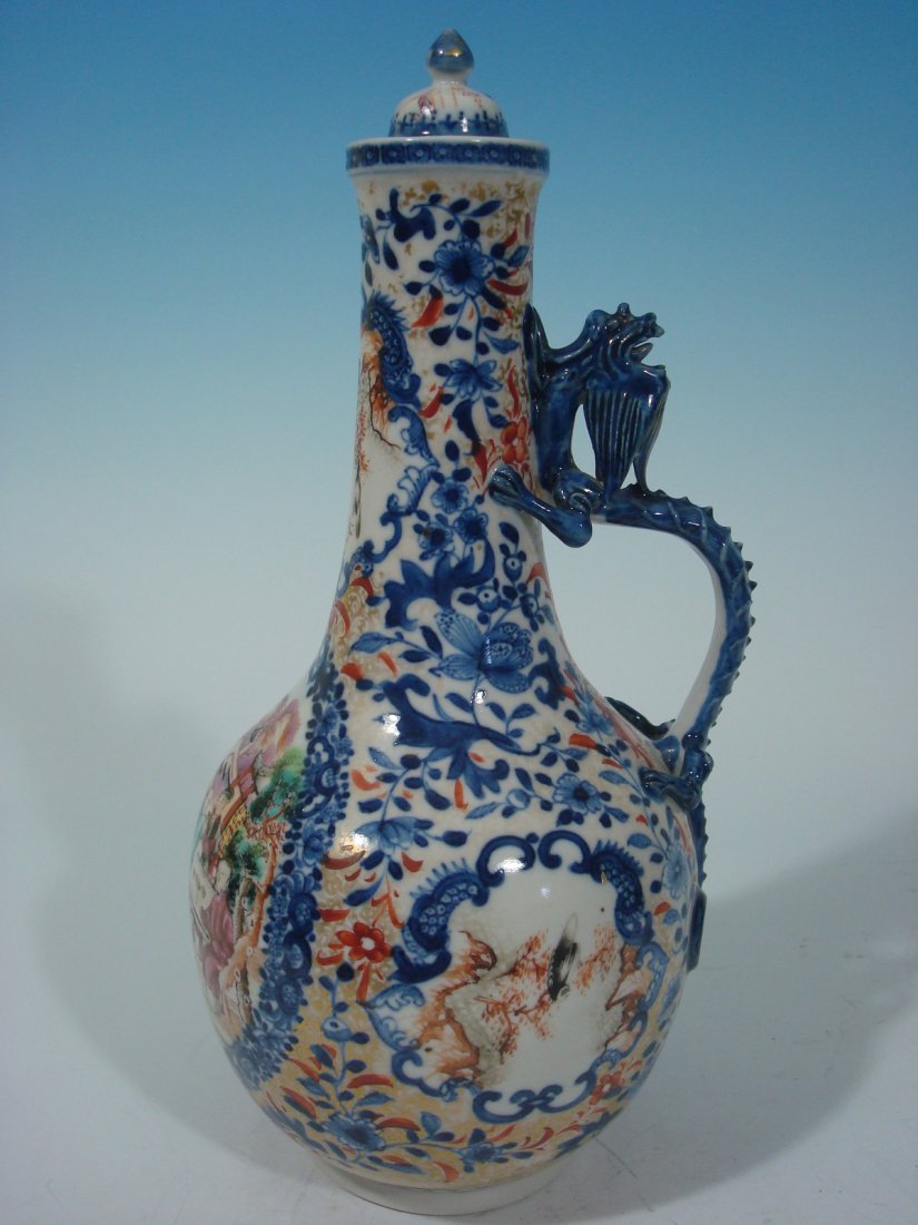 ANTIQUE Chinese Famille Rose Dragon Bottle, 11 1/2" H,: ANTIQUE Chinese Famille Rose Dragon Bottle, 11 1/2" H, 18th C. A similar article is exhibited in President George Washington Home in Mount Vernon, VA.
