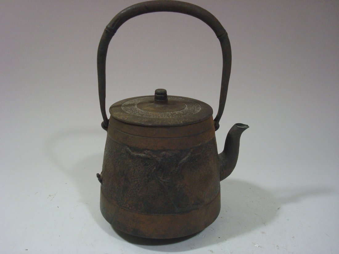 ANTIQUE Japanese Large Iron Teapot, Marked: ANTIQUE Japanese Large Iron Teapot, Marked. 11 1/2" high, 8 1/2" high