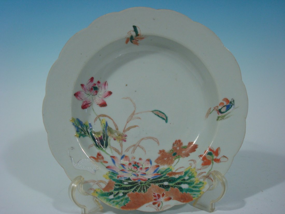 ANTIQUE Chinese Famille Rose Deep Soup Bowl, 9 1/4": ANTIQUE Chinese Famille Rose Deep Soup Bowl, 9 1/4" Dia x 1 3/4" deep, Yongzheng period, early 18th C